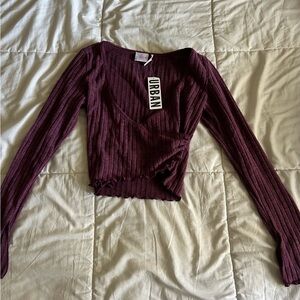 Urban Outfitters Wine/Plum Deep Purple Ribbed Crop Top